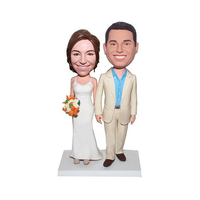 Personalized Wedding Bobbleheads In White Wedding Dress