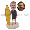 Personalized Surfing Custom Bobblehead Man Holding A Surfboard