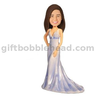 Custom Wedding Bobblehead Lady in Beautiful Evening Dress