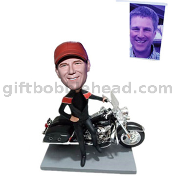 Custom Bobblehead Man on His Motorcycle with Hand on Waist