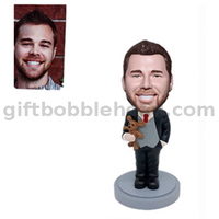Custom Male Bobblehead Dad Holding A Teddy Bear Fathers' Day Gift