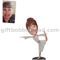 Custom Yoga Bobblehead Lady in White Dress