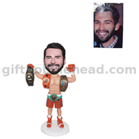 Custom Wrestling Bobble Head Player Holding Belts