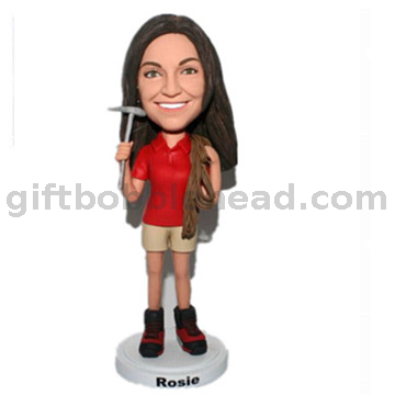 Personalized Custom Bobblehead Female Climber with Hammer And Rope