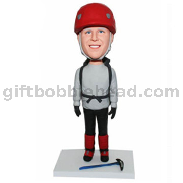 Handmade Gift Bobblehead Climber Man with Mountaineering Bag And Safety Helmet